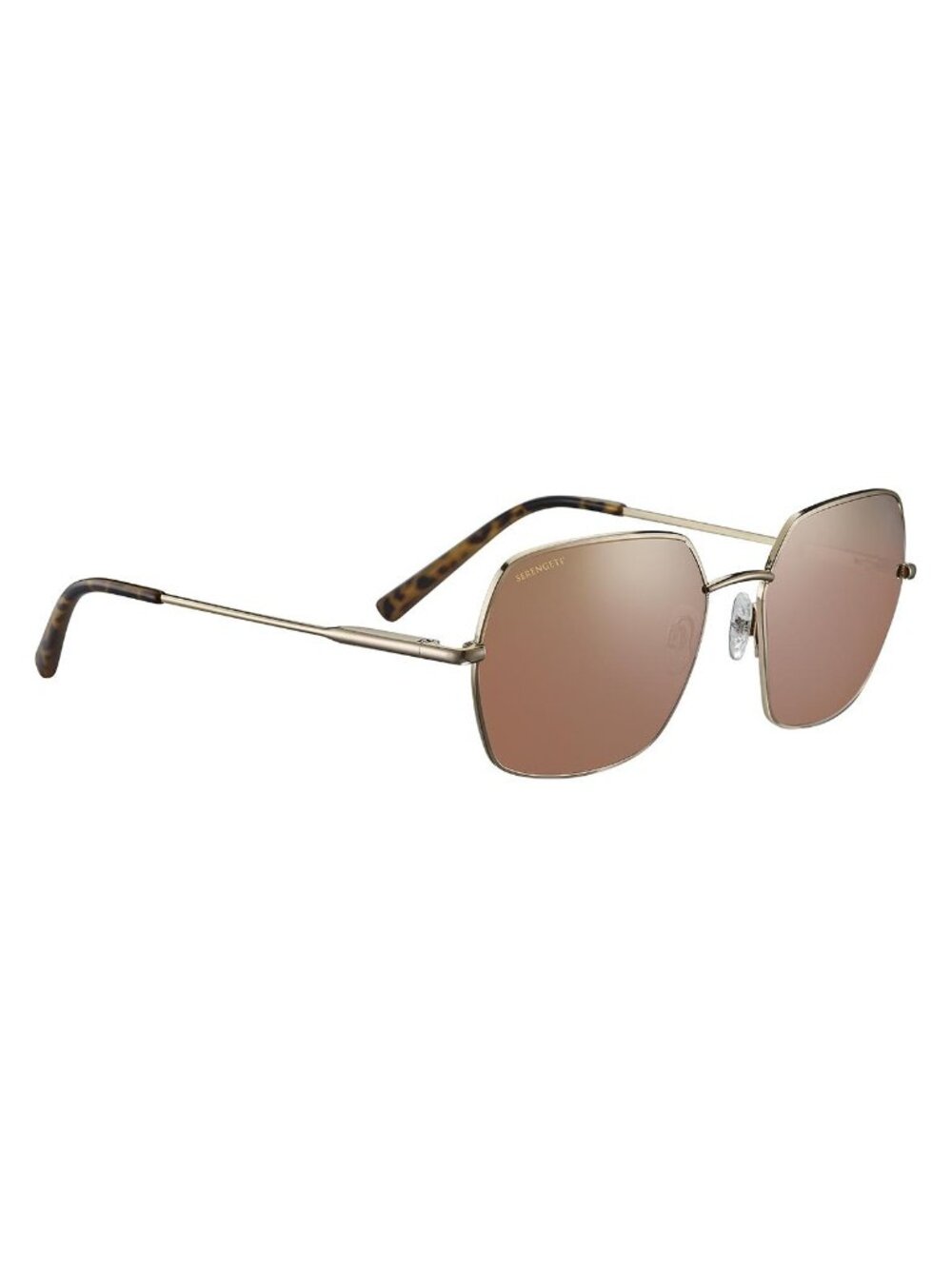 New Serengeti Unisex Sunglasses Gold Rectangle Multicolor Lens Metal Frame Loy